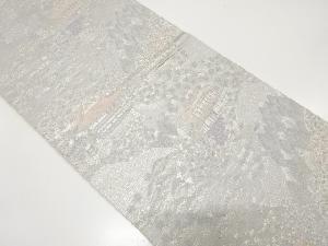 アンティーク　寺院風景模様織り出し袋帯（材料）